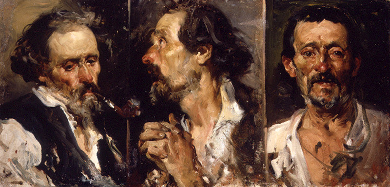 Joaquín Sorolla Three Studies of Head 1887 Fine Art Print
