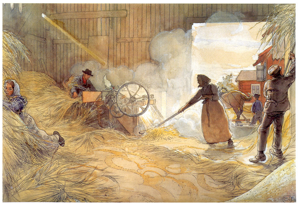 Carl Larsson Threshing 1906 Fine Art Print