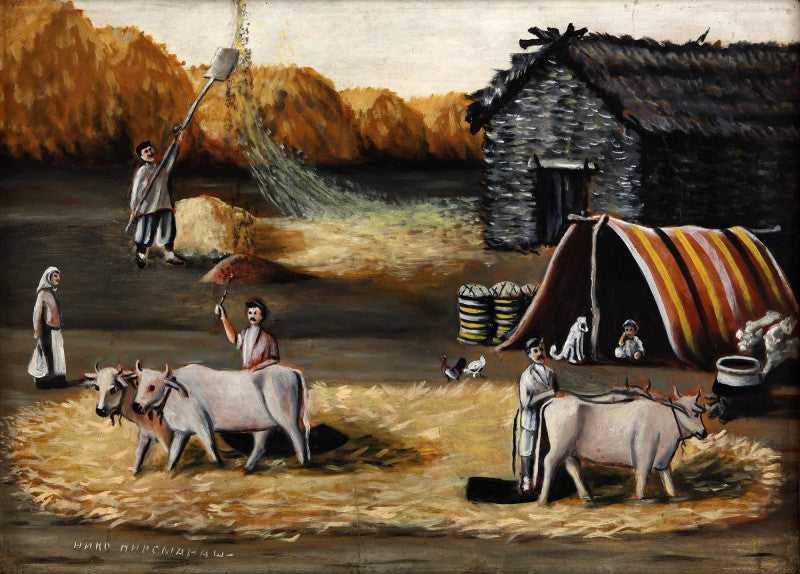 Niko Pirosmani Threshing Yard 1915 Fine Art Print