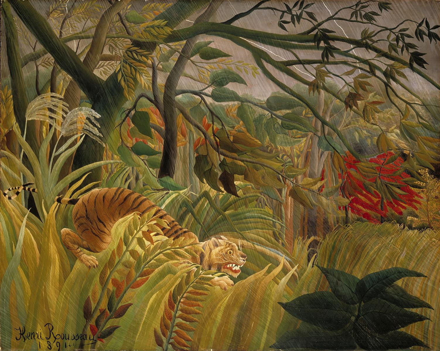 Henri Rousseau Tiger in a Tropical Storm (Surprised!) 1891 Fine Art Print