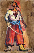 Pyotr Konchalovsky Triptych. Cossack with a Saber. 1912 Fine Art Print