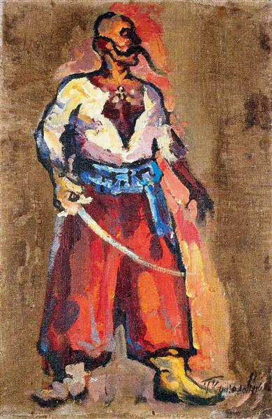 Pyotr Konchalovsky Triptych. Cossack with a Saber. 1912 Fine Art Print