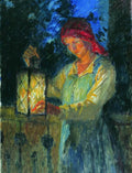 Nikolay Bogdanov Belsky Girl with Lantern 1908 Fine Art Print