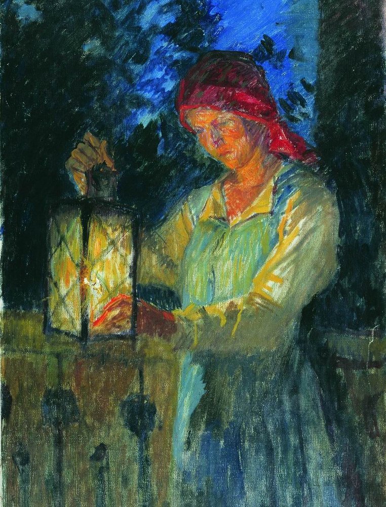 Nikolay Bogdanov Belsky Girl with Lantern 1908 Fine Art Print