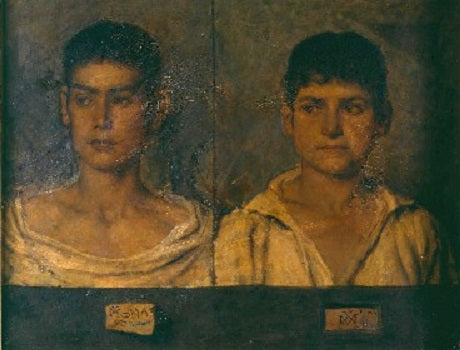 Xavier Mellery Two Heads Of Young Romans 1828 Fine Art Print