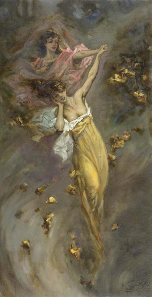 Wilhelm Kotarbinski Two Girls in Yellow and Pink 1900 Fine Art Print