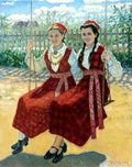Nikolay Bogdanov Belsky Two Girls On A Swing 1940 Fine Art Print