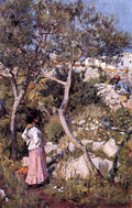 John William Waterhouse Two Little Italian Girls by a Village 1889 Fine Art Print