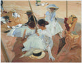 Joaquín Sorolla Under the sawning at Zarauz beach 1910 Fine Art Print