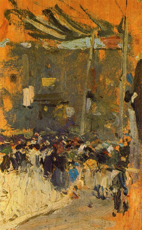 Joaquín Sorolla Valencia Street with Awnings 1884 Fine Art Print