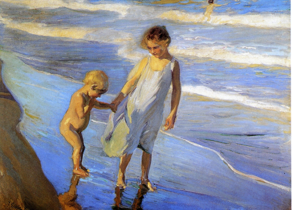 Joaquín Sorolla Valencia, Two LIttle Girls on a Beach 1904 Fine Art Print