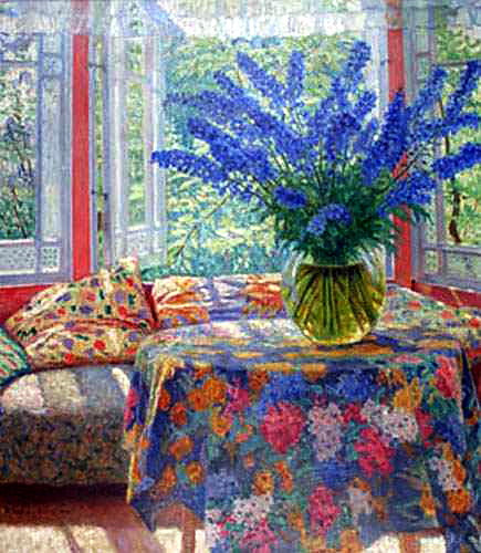 Nikolay Bogdanov Belsky Vase of Flowers in the Winter Garden 1935 Fine Art Print