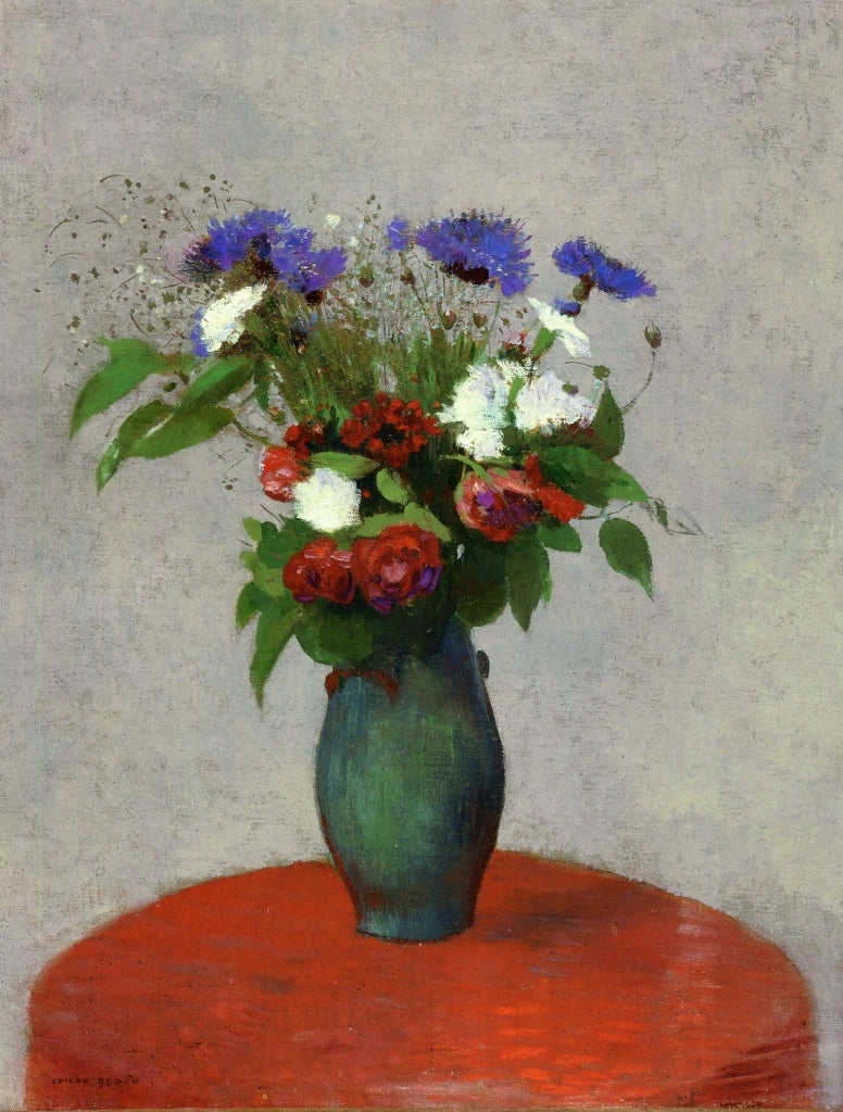 Odilon Redon Vase of Flowers on a Red Tablecloth 1900 Fine Art Print