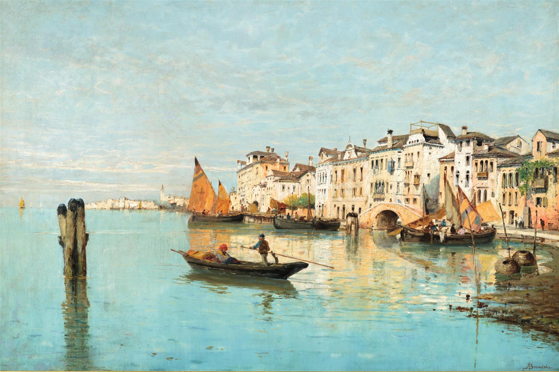 Antonietta Brandeis Venice, Gondola in the Lagoon 1873 Fine Art Print