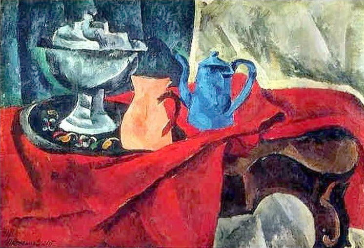 Pyotr Konchalovsky Vessels on the Red Tablecloth 1916 Fine Art Print