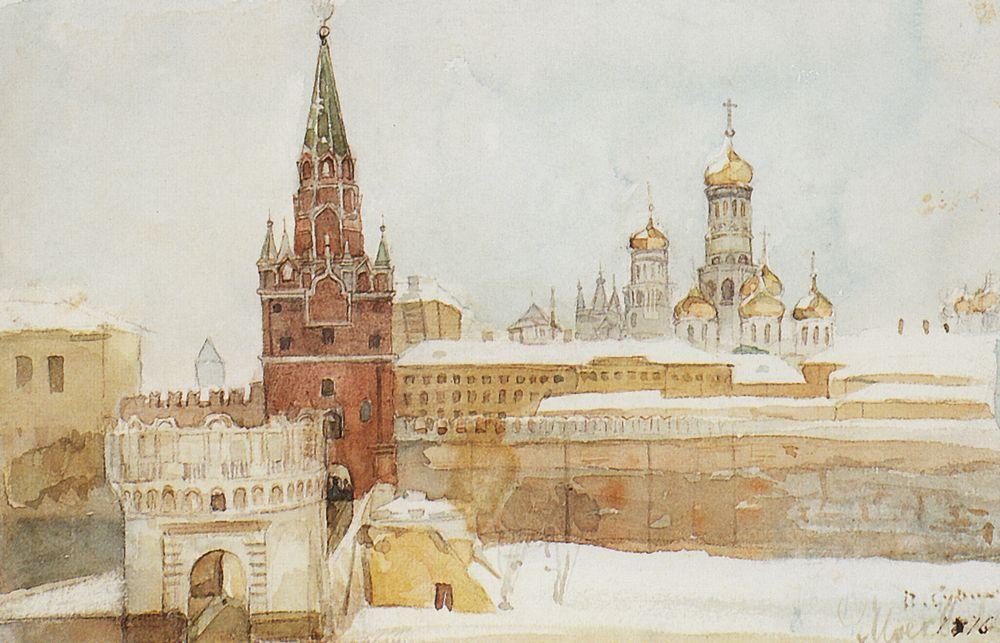 Vasily Surikov View of Kremlin at Winter 1876 Fine Art Print