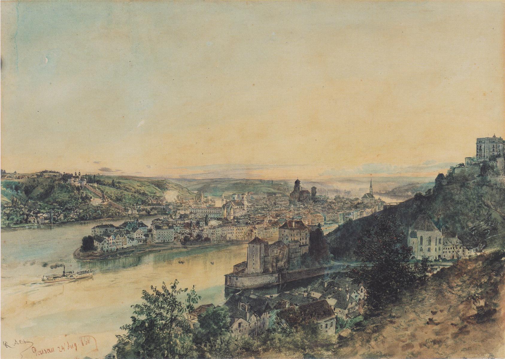 Rudolf von Alt View of Passau 1864 Fine Art Print