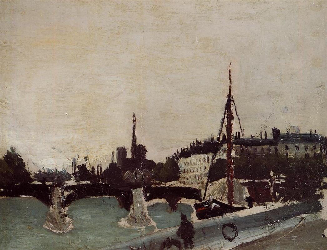 Henri Rousseau View of the Ile Saint Louis from the Quai Henri IV Study 1909 Fine Art Print