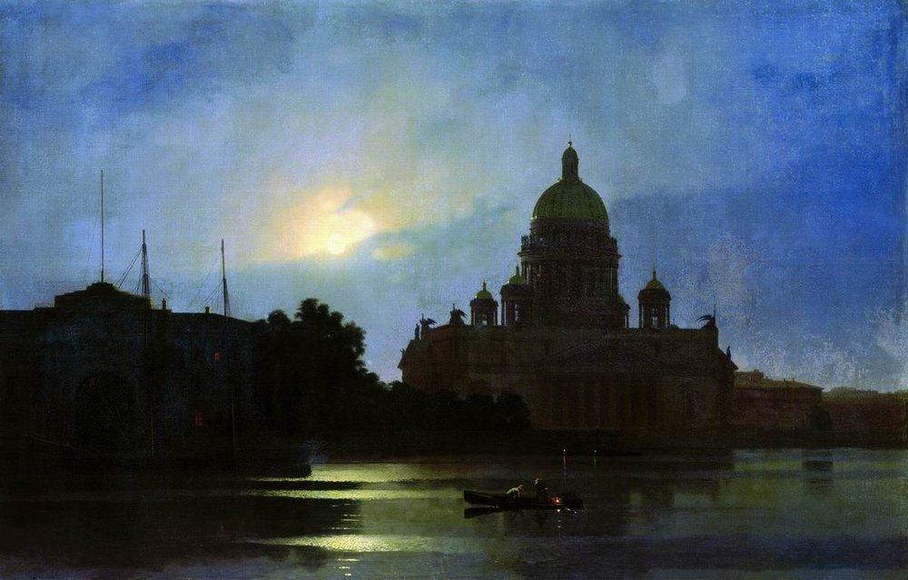 Arkhyp Kuindzhi View of the Isaac Cathedral at Moonlight Night 1869 Fine Art Print