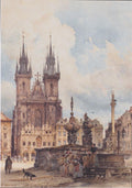 Rudolf von Alt View of the Old Town Square with the Theyn Church in Prague 1843 Fine Art Print