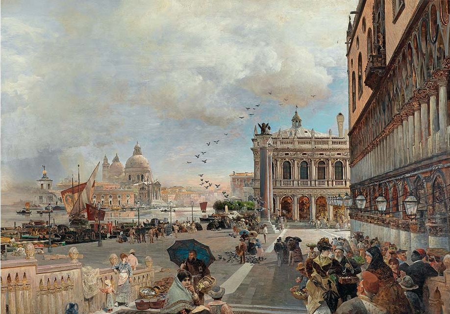 Oswald Achenbach View of the Piazetta with the Biblioteca Marciana, Santa Maria Della Salute, and the Dogana 1905 Fine Art Print