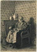 Xavier Mellery Woman With Coffee Grinder 1874 Fine Art Print