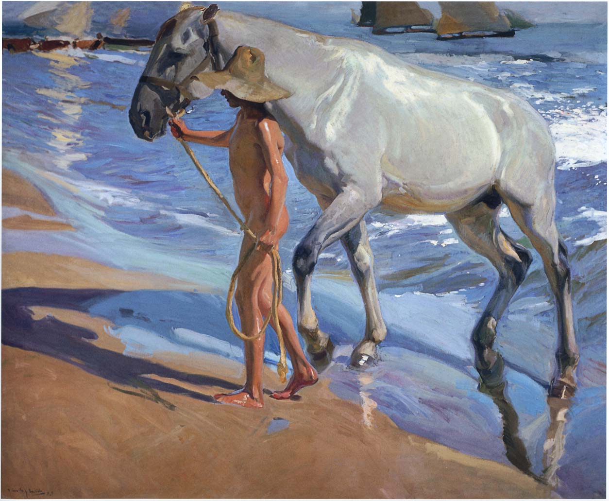 Joaquín Sorolla Washing the Horse 1909 Fine Art Print