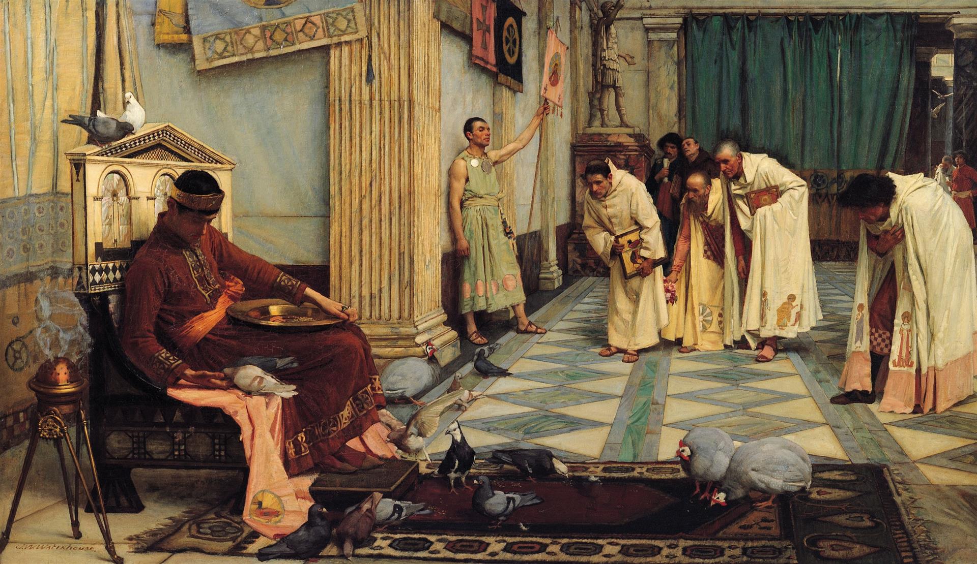 John William Waterhouse The favourites of Emperor Honorius 1883 Fine Art Print