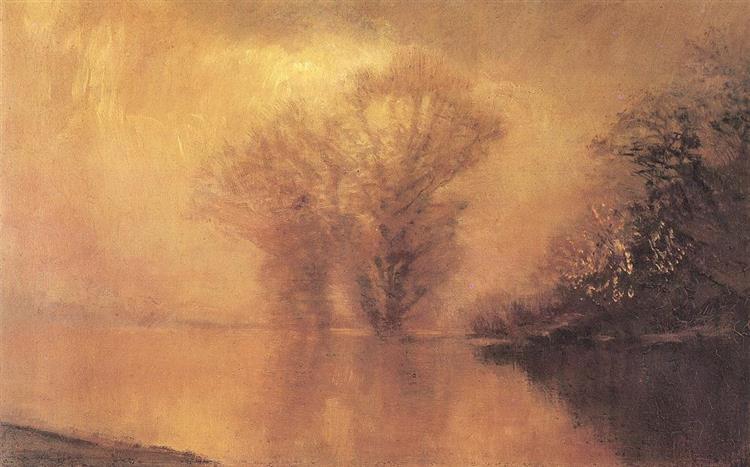 Laszlo Mednyanszky Waterside Scene in Luminescent Haze 1918 Fine Art Print