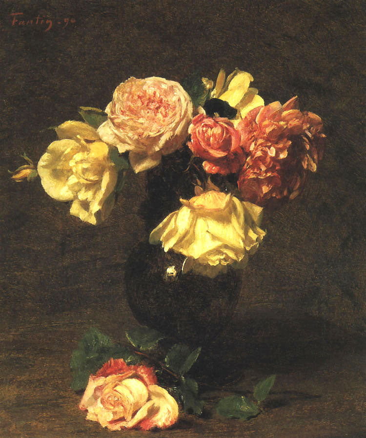Henri Fantin-Latour White and Pink Roses 1894 Fine Art Print
