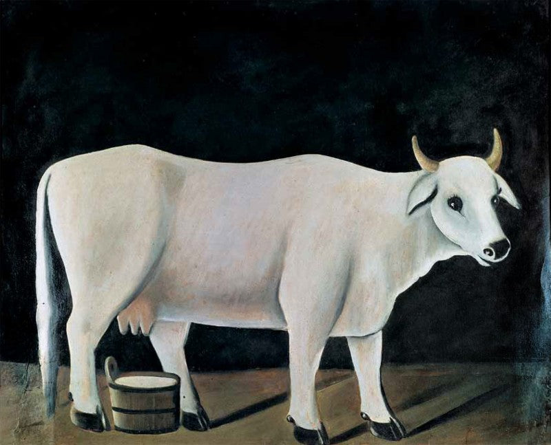 Niko Pirosmani White cow on a black background 1915 Fine Art Print