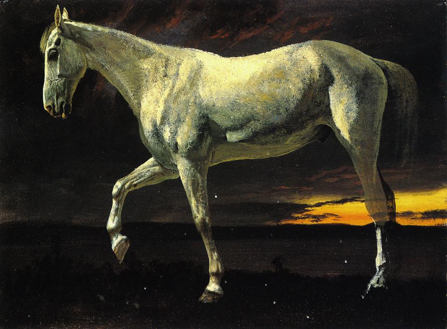 Albert Bierstadt White Horse and Sunset 1863 Fine Art Print