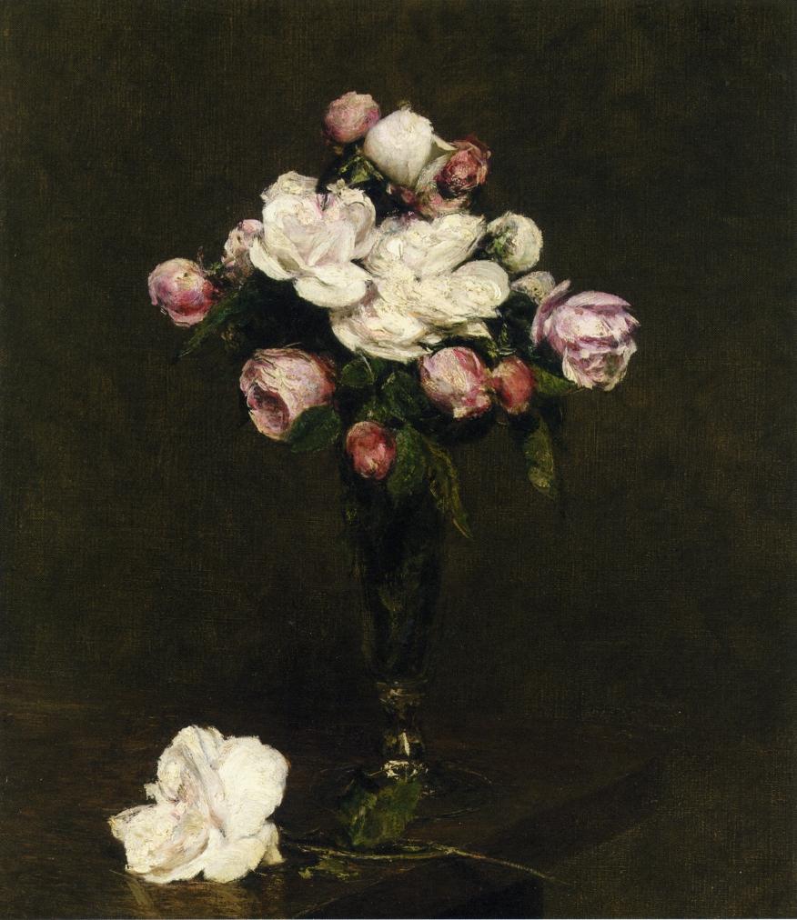 Henri Fantin-Latour White Roses and Roses in a Footed Glass 1875 Fine Art Print