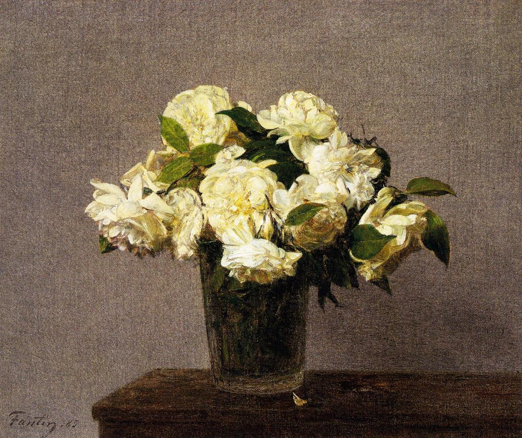 Henri Fantin-Latour White Roses in a Vase 1885 Fine Art Print