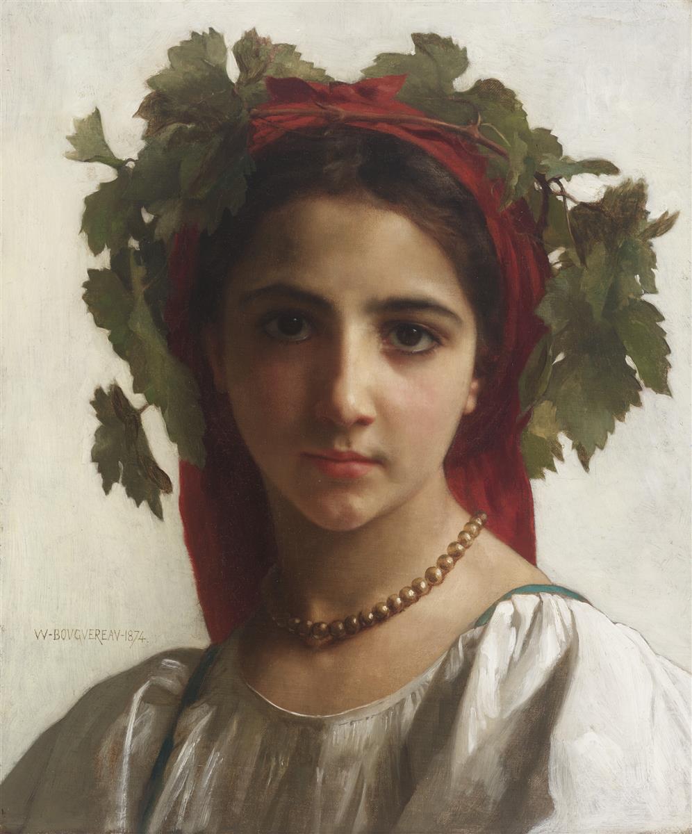 William-Adolphe Bouguereau Young Girl Crowned with Vines 1904 Fine Art Print