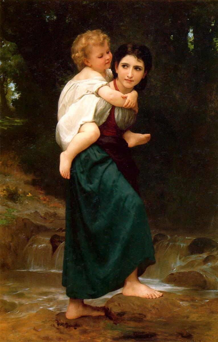 William-Adolphe Bouguereau Crossing the Stream 1903 Fine Art Print