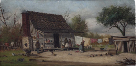 William Aiken Walker Cabin with Figures and Chickens 1882 Fine Art Print Fine Art Print | Jakero77