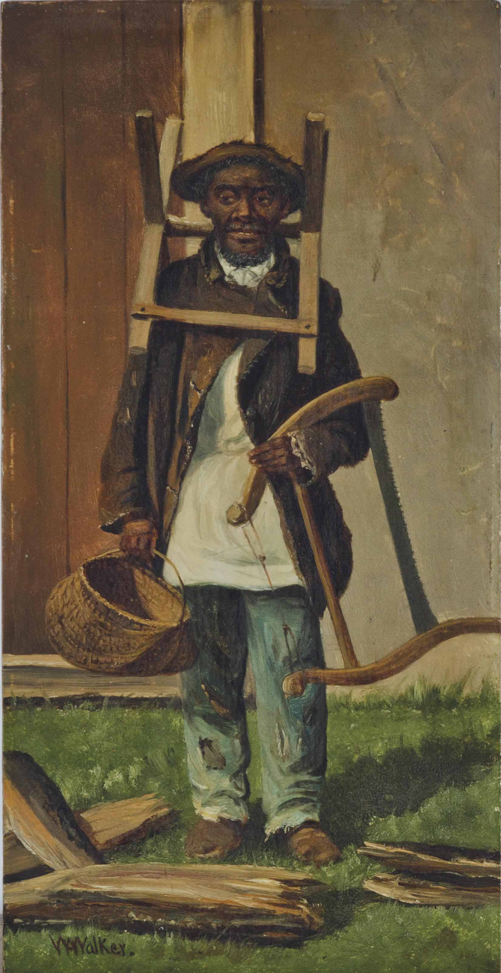 {{ product_title }} Fine Art Print | {{ product_vendor }} Jakero77 William Aiken Walker Man with Bucksaw 1900s Woodworking Fine Art Print Art Print  Jakero77