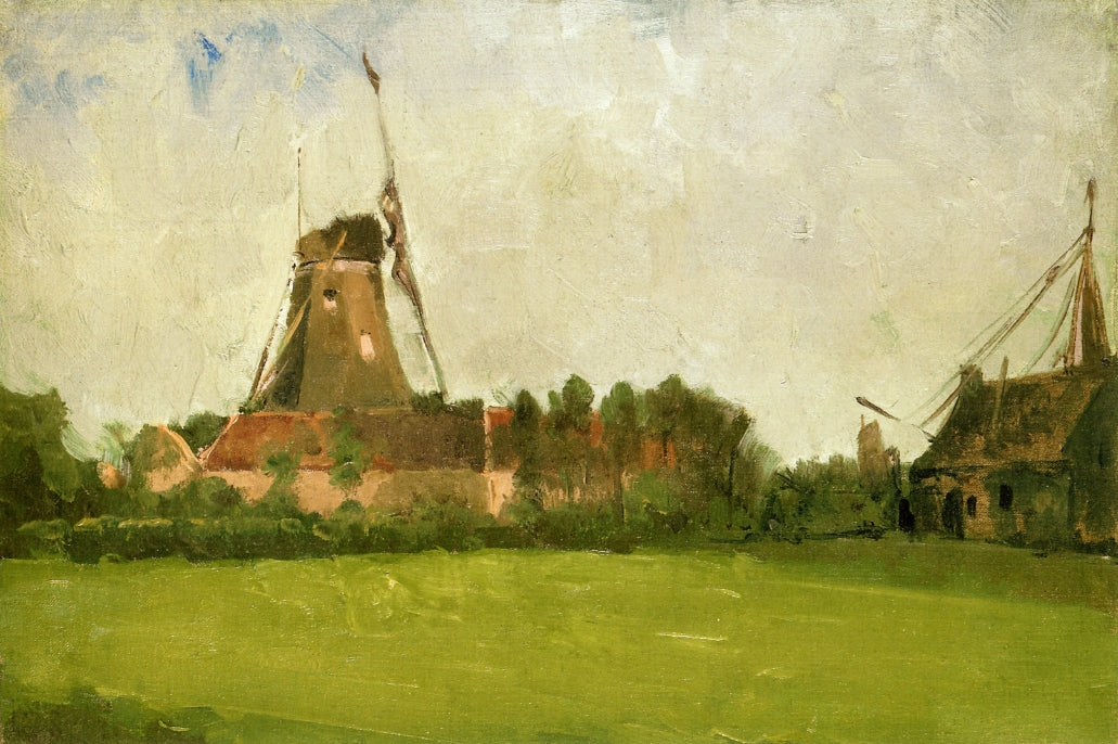 John Henry Twachtman Windmill in the Dutch Countryside 1881 Fine Art Print