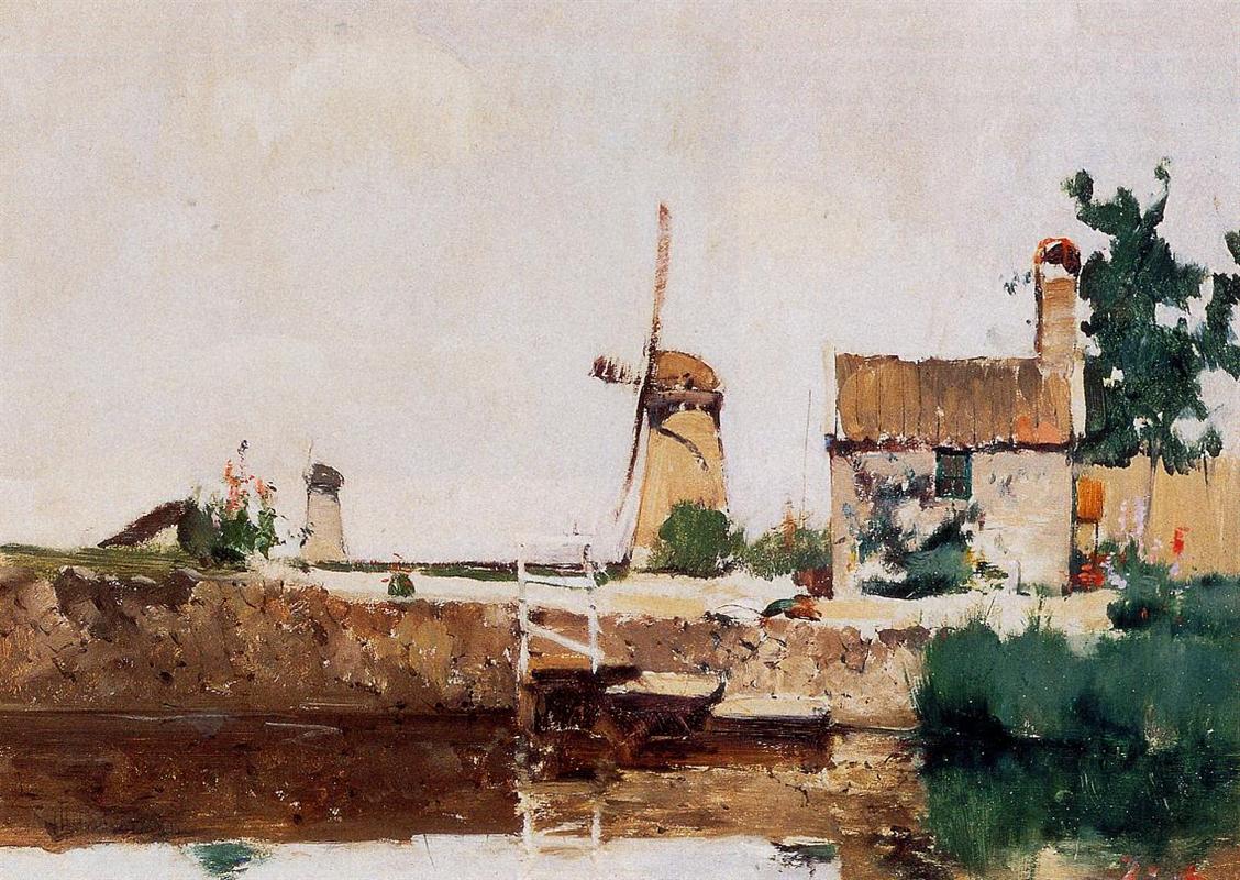 John Henry Twachtman Windmills, Dordrecht 1881 Fine Art Print