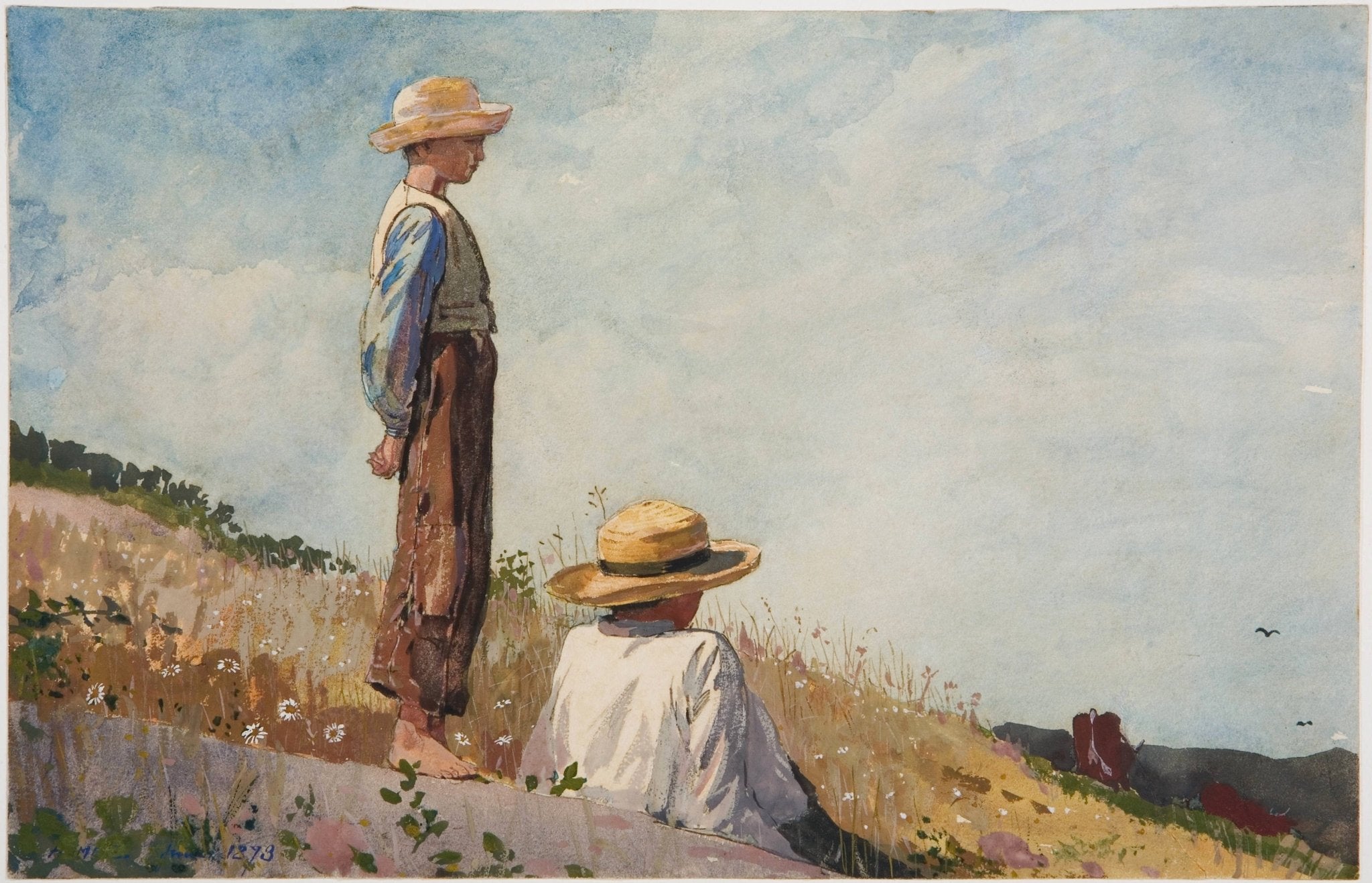 Winslow Homer The Blue Boy 1873 Cow Boys Watch Pasture Fine Art Print Fine Art Print | Jakero77