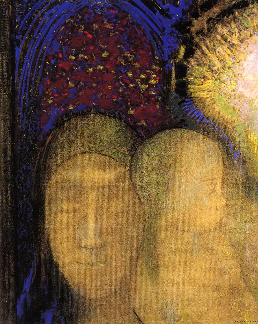 Odilon Redon Woman and Child against a Stained Glass Background 1905 Fine Art Print