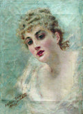 Konstantin Makovsky Woman Head (Portrait of E.Kovaliova) 1892 Fine Art Print