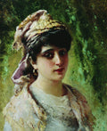 Konstantin Makovsky Woman Head 1890 Fine Art Print