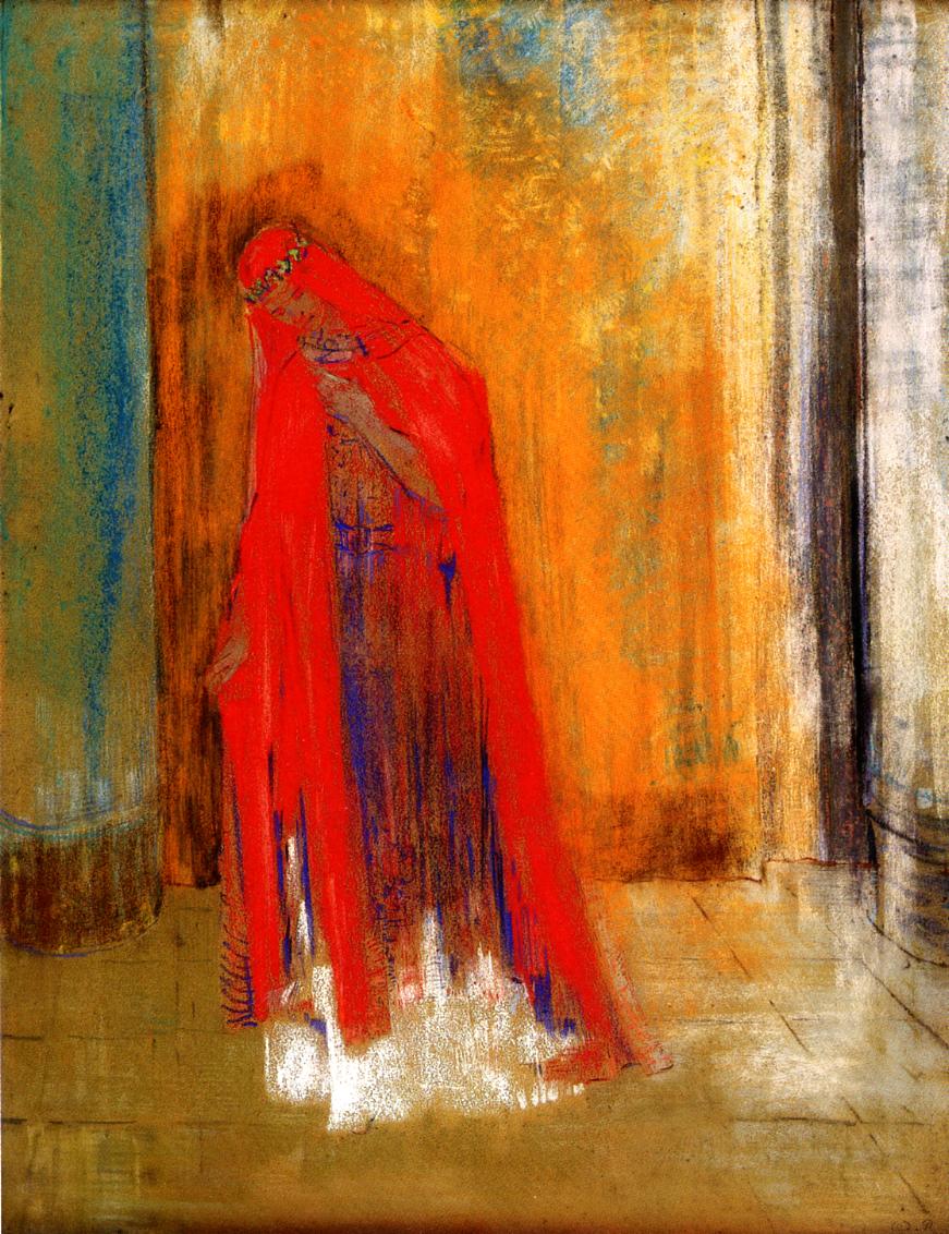 Odilon Redon Woman in Red 1900 Fine Art Print