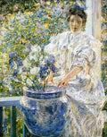 Robert Lewis Reid Woman on a Porch with Flowers 1906 Fine Art Print
