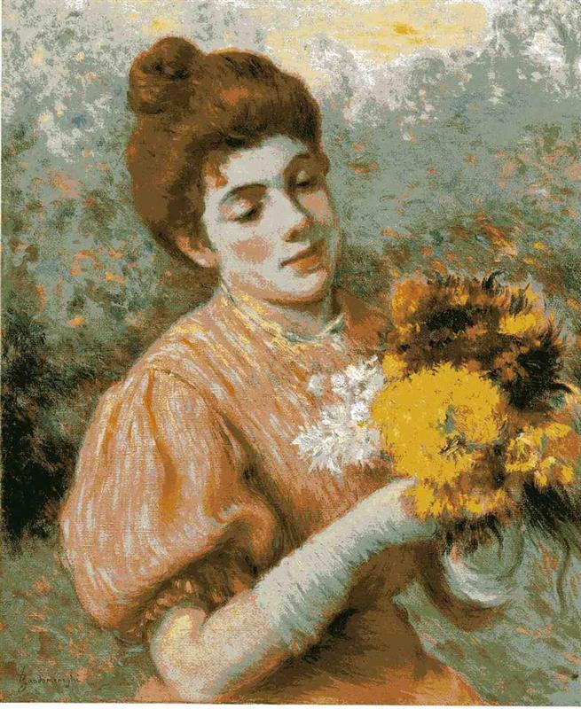 Federico Zandomeneghi Woman with Bouquet 1895 Fine Art Print