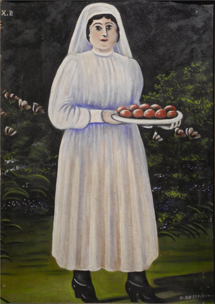 Niko Pirosmani Woman with Easter Eggs 1900 Fine Art Print