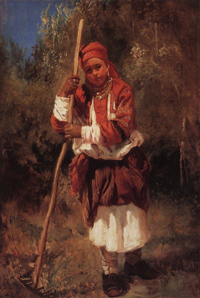Konstantin Makovsky Woman with Rake 1870 Fine Art Print