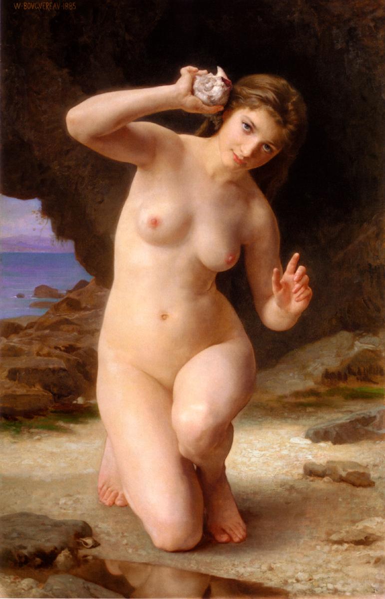 William-Adolphe Bouguereau Woman with Shell 1885 Fine Art Print